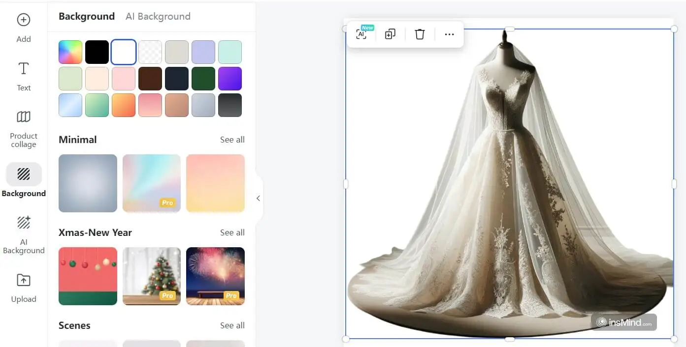 Effortlessly remove backgrounds from wedding dress photos to highlight the beauty of the gown. 