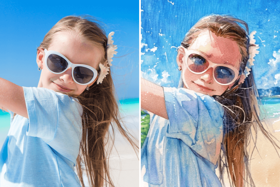 Craft your own watercolor portrait using advanced AI filters