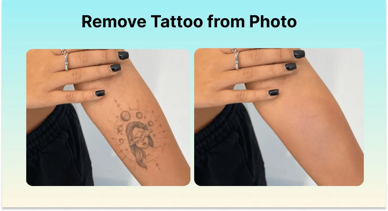 remove tattoo from photo before and after