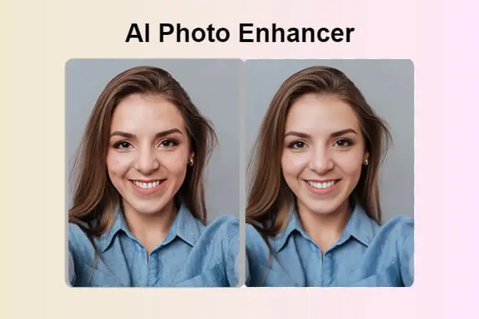 before and after comparison showing AI enhancement of low-resolution product image with improved clarity and detail