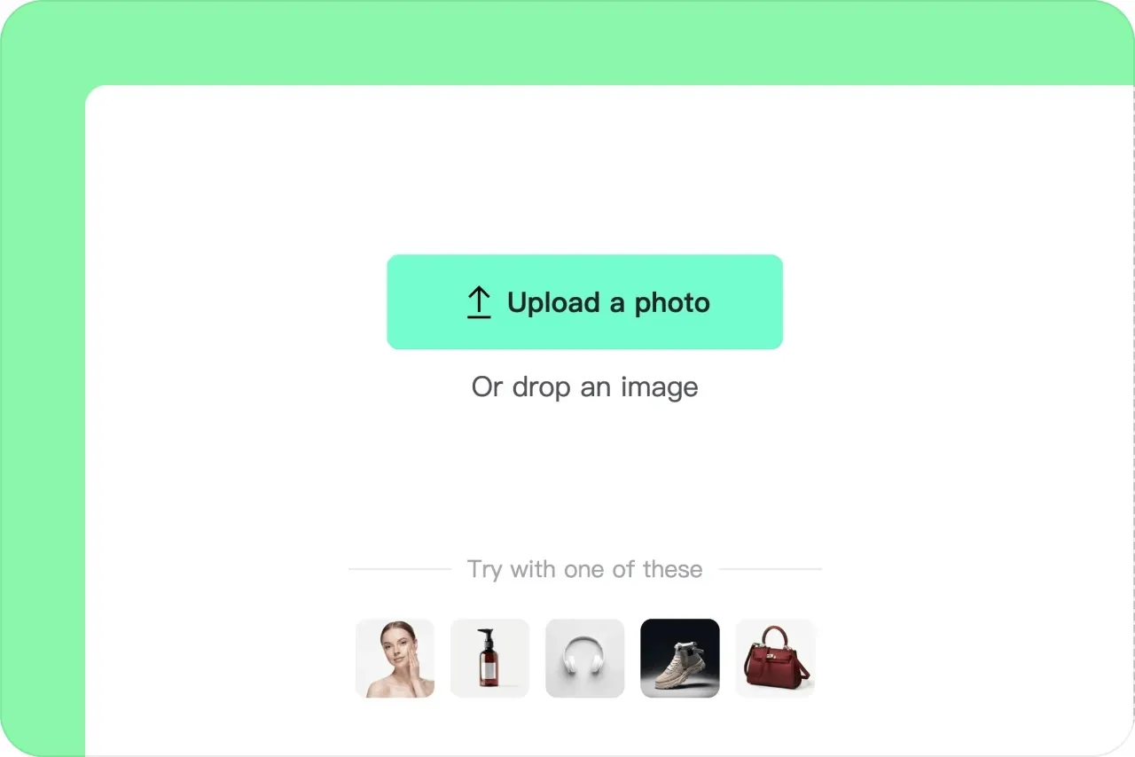 Screenshot demonstrating the process of uploading a photo to the AI Background Tool in insMind